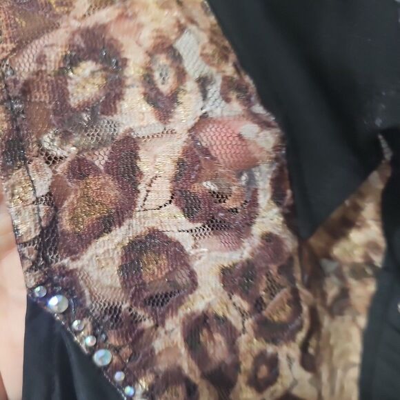 WESTERN ETHICS RODEO SLEEVELESS TOP SHIRT WOMEN'S MEDIUM LACE BLING BUTTON - Picture 7 of 7